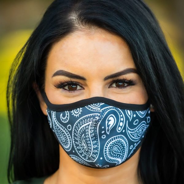 Made in Nevada Large Paisley Black & White Face Mask