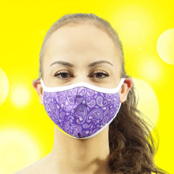 Made in Nevada Small Paisley Purple & White Face Mask