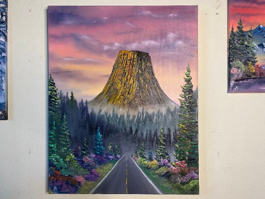 Made in Nevada The Devils Tower. Original Oil Painting on Canvas by Josh Kirkham. 24×30