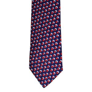 Made in Nevada Blue necktie with red circle and white half moon