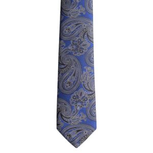 Made in Nevada Royal blue necktie with black paisley