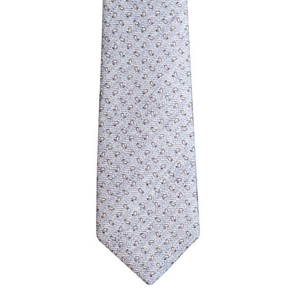 Made in Nevada Light blue necktie with white paisley outlined in black