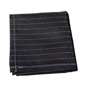 Made in Nevada Black pocket square with silver pin stripes