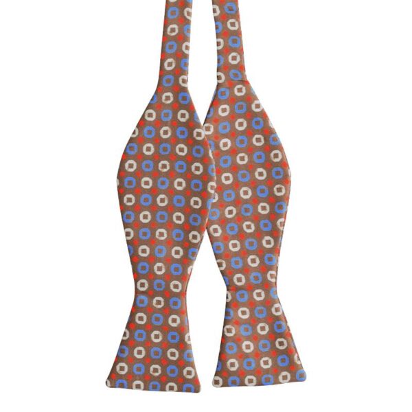 Product image of  Brown bowtie with blue and white circles