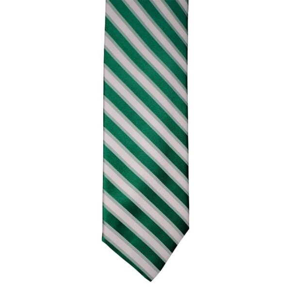 Made in Nevada Green and white stripe necktie (narrow)