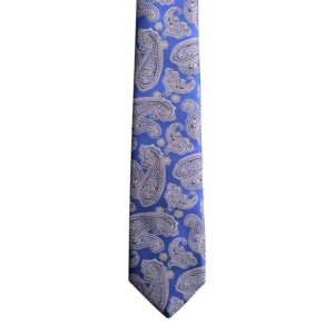 Made in Nevada Blue necktie with black paisley (narrow)