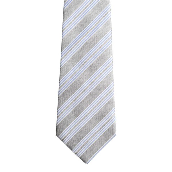 Made in Nevada Grey necktie with blue/white stripes (extra long)