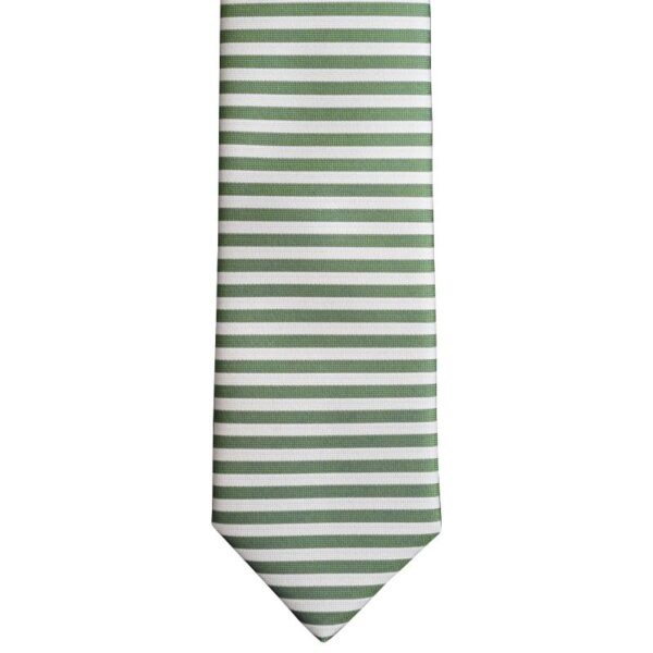 Made in Nevada Green and White necktie with horizontal stripes