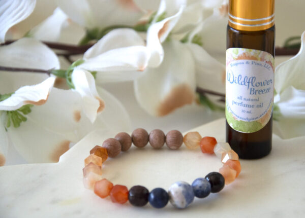 Product image of  Carnelian Garnet Gemstone Bracelet Aromatherapy Perfume Oil Set