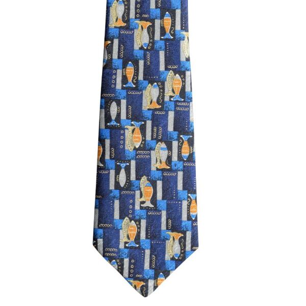 Made in Nevada Blue necktie with yellow fish