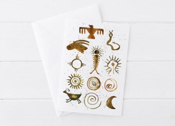 Product image of  Petroglyphs Greeting Card Set Ancient Art Symbols Arrowheads