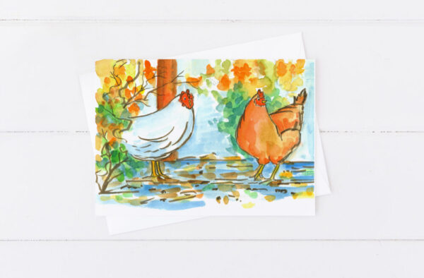 Product image of  Chickens Blank Greeting Card Set Rhode Island Red Leg Horn Hen