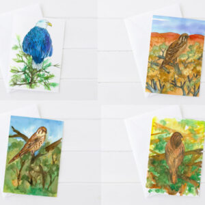 Product image of  Raptors Greeting Card Set Birds Of Prey Desert Landscapes