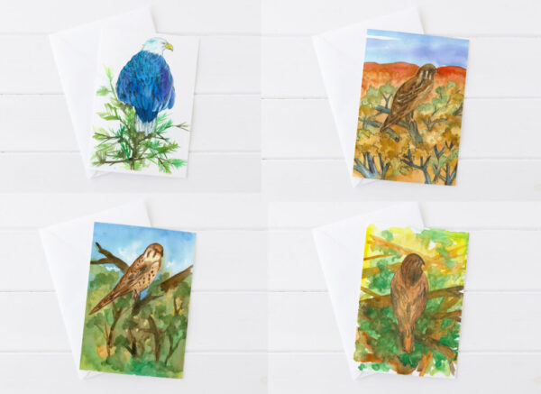 Made in Nevada Raptors Greeting Card Set Birds Of Prey Desert Landscapes