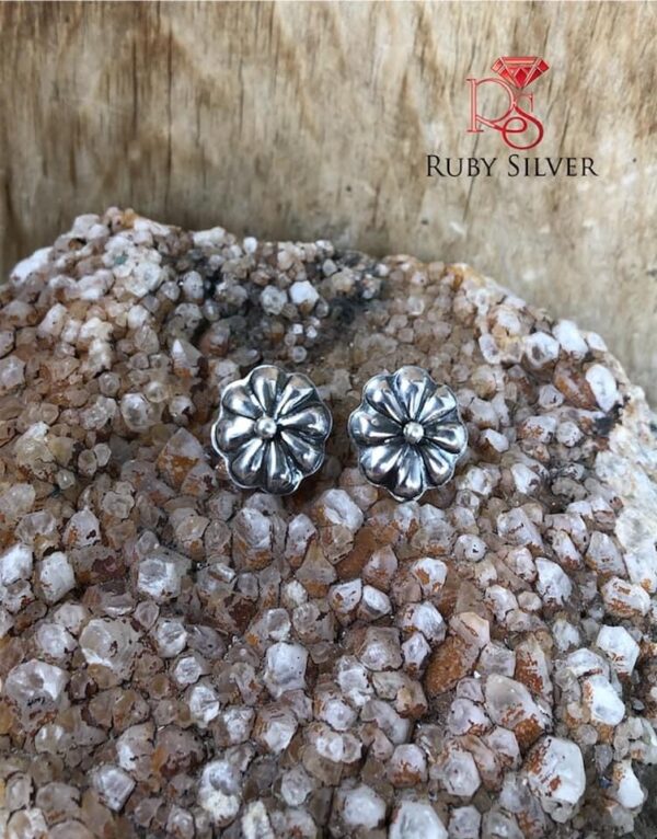 Made in Nevada Sterling Concha Button Earrings