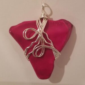 Made in Nevada Larger beach pottery pendant – red