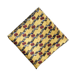 Product image of  Yellow pocket square with grey and burgundy squares