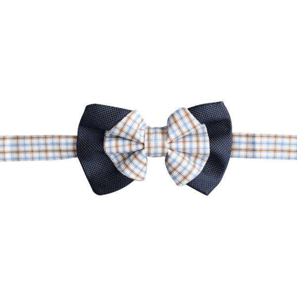 Made in Nevada Blue and white bowtie with tan and blue plaid