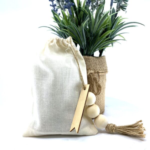 Made in Nevada 100% Naturally Dried Lavender Flowers, Jute & Wooden Beaded Drawstring Sack, 1/2 oz