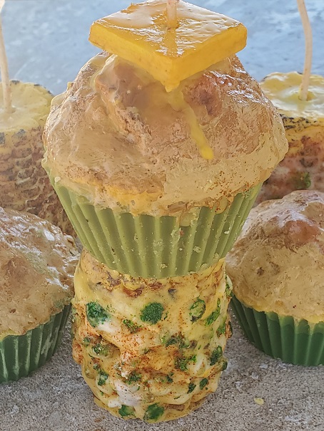 Made in Nevada Mexican Street Corn Topped with a Cornbread Muffin Candle