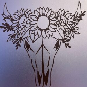 Product image of  Cow Skull with Flower Crown Vinyl Decal
