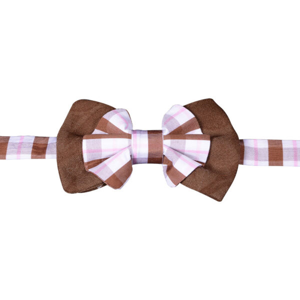 Made in Nevada Brown bowtie with white, brown and pink plaid