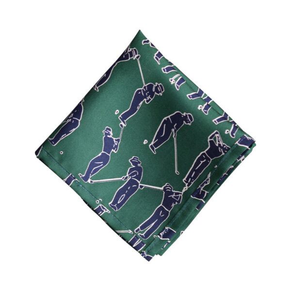 Made in Nevada Green pocket square with golf players