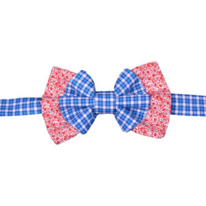 Made in Nevada Red bowtie with white flowers and white with blue plaid