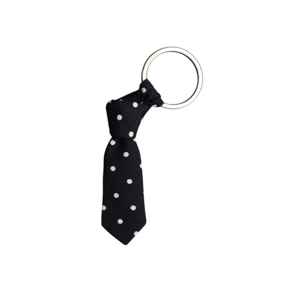 Made in Nevada Black mini necktie key chain with white polka dots