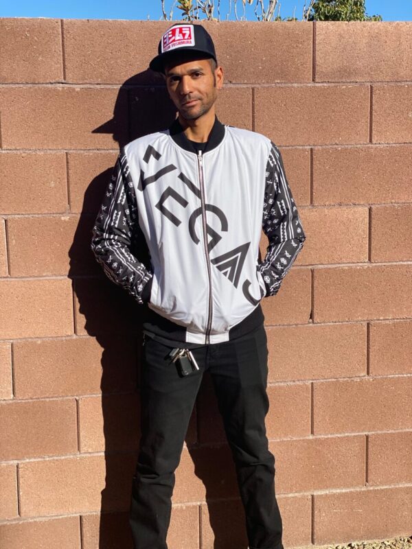Product image of  Duality Gear, Vegas Bound, Black & White Mudcloth, Men’s Bomber Jacket