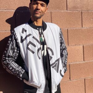 Made in Nevada Duality Gear, Vegas Bound, Black & White Mudcloth, Men’s Bomber Jacket