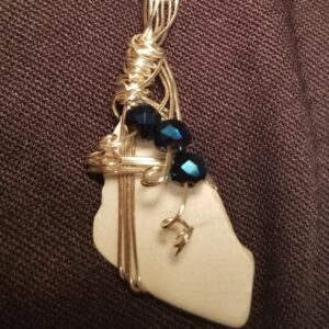 Made in Nevada Pendant with 4-wire wrap & brilliant dark blue beads