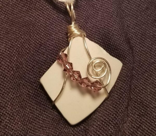 Made in Nevada Lavender beads – pottery pendant