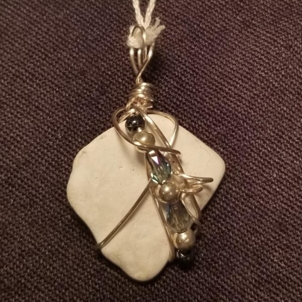 Made in Nevada Silver & lavender beads – pottery pendant
