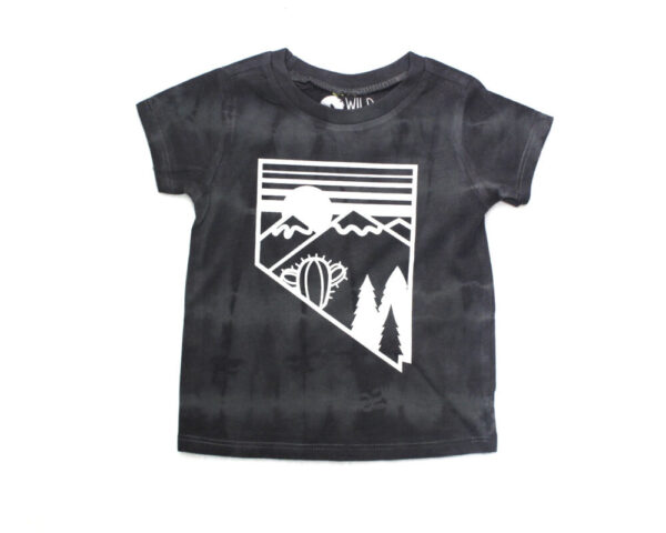 Made in Nevada Nevada Desert Mountains (kids) Tie Dye Charcoal