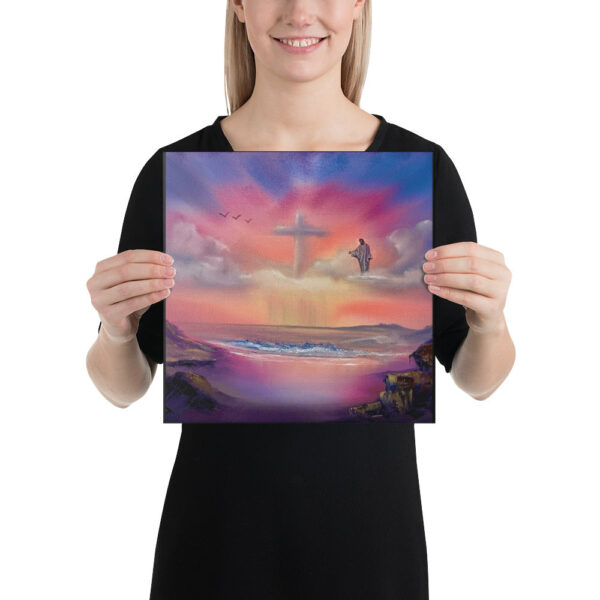 Made in Nevada Canvas Print – Jesus with Cloud Cross Sunset Seascape by Paint With Josh