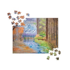 Made in Nevada Jigsaw – Four Seasons – Landscape Painting Printed on Puzzle by Paint With Josh