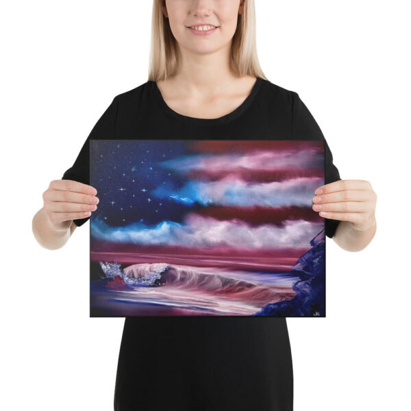 Made in Nevada Canvas Print – Memorial Beach – American Flag Seascape by Las Vegas Artist PaintWithJosh