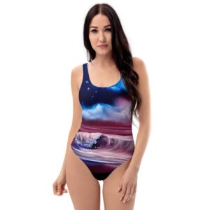 Product image of  Swimwear – American Flag Women’s One-Piece Swimsuit by PaintWithJosh