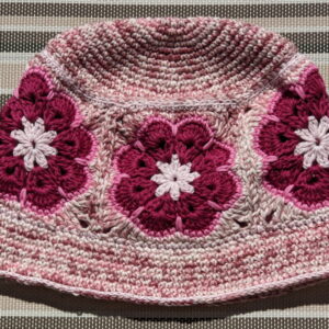 Made in Nevada Cherry – Crocheted Hat With Granny Squares