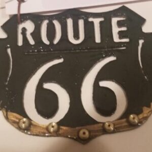 Made in Nevada Metal Art – Route 66 With Gold Wings