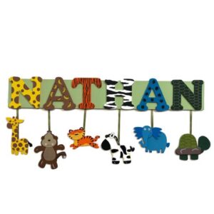 Made in Nevada Jungle Safari Name Sign with adorable animals shapes