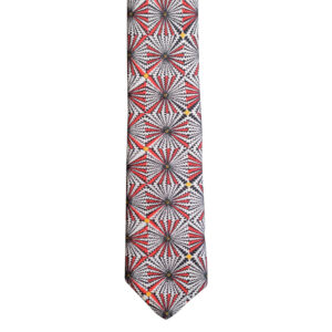 Made in Nevada Red, white and black geometric design necktie (skinny)
