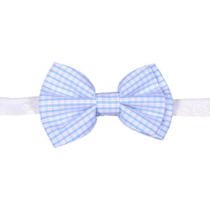 Made in Nevada White bowtie with light blue plaid