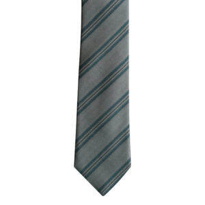Made in Nevada Grey green necktie with dark green stripes