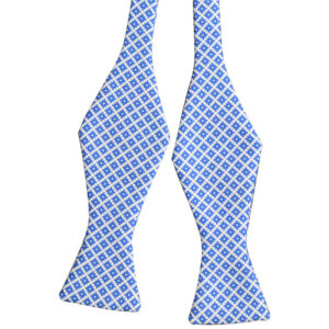 Product image of  White bowtie with blue geometric design