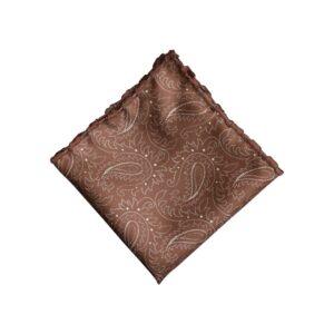 Product image of  Brown pocket square with tan paisley with wavy border