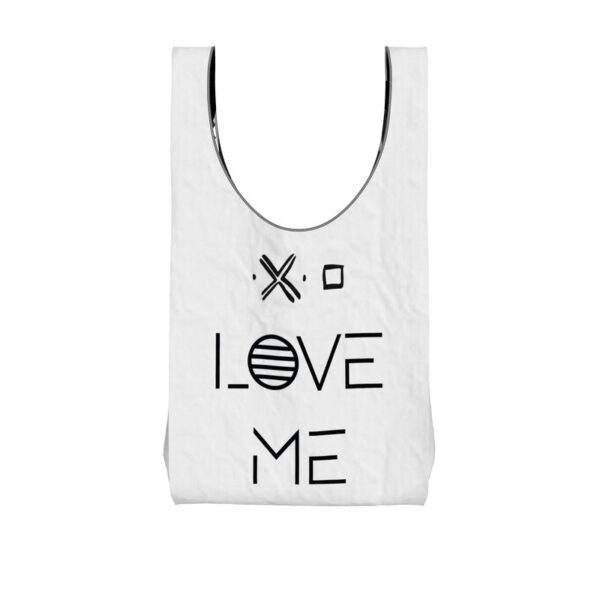 Made in Nevada Duality Gear, Love Me, Black & White Mudcloth, Parachute Shopping Bag