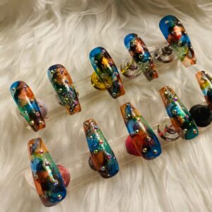 Made in Nevada Stained Glass All Lengths Press On Nails Size Medium