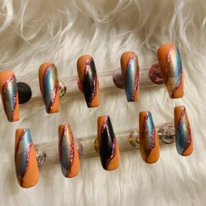 Made in Nevada Agate Long Press On Nails Size Medium